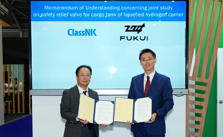 ClassNK and FUKUI to collaborate toward installation of safety relief valve for cargo tank of liquefied hydrogen carrier on actual ships
